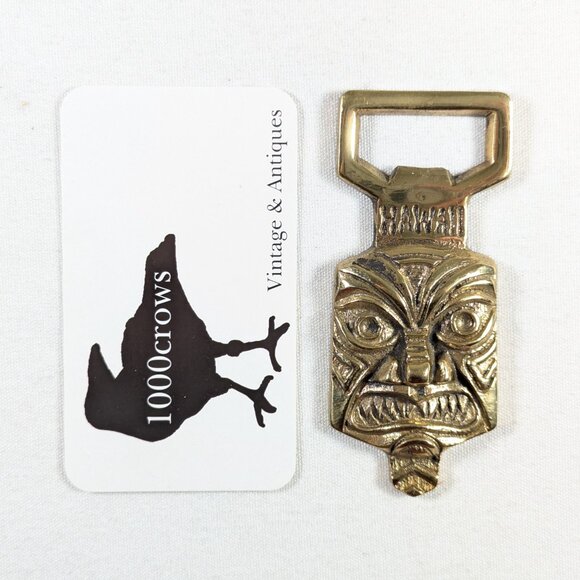 Brass Tiki Head bottle opener HAWAII, housewarming gift bar accessory - Picture 6 of 6